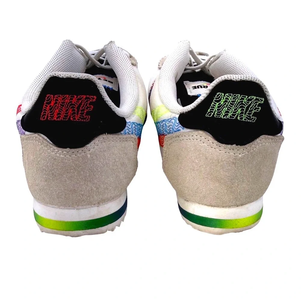 Nike Cortez Be True Rainbow Swoosh White Retro Y2K Sneakers Youth‎ 2.5Y